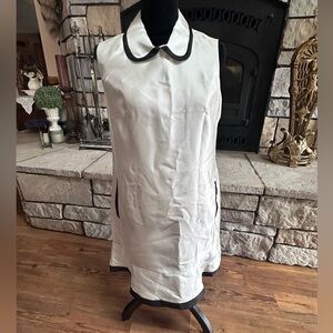 Chic White and Black Collared Midi Dress